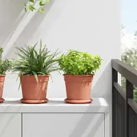 Prolenta Maison Exclusive - Pot de fleurs rond, lot de 24, rouge brique, Ø 17 x 14 cm, en plastique