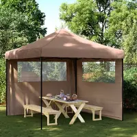 Prolenta Maison Exclusive - Tente de réception pliable Pop-Up avec 2 panneaux latéraux, marron