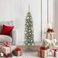 Prolenta Maison Exclusive - Sapin de Noël artificiel élancé, vert et blanc, 120 cm