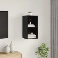 Prolenta Meuble TV exclusif - Ensemble de meubles TV de 37 x 37 x 72 cm, finition noire imitation chêne