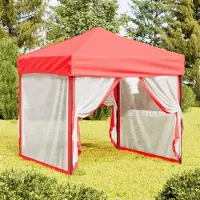 Prolenta Tente de réception pliable avec parois latérales, rouge, dimensions 2x2 mètres