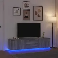 Prolenta Maison Exclusive - Meuble TV avec éclairage LED aspect bois vieilli 100x41x50 cm