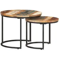 Prolenta Maison Exclusive - Lot de 2 tables gigognes en bois massif recyclé