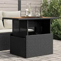 Prolenta Maison Exclusive - Table de jardin noire 100x55x73 cm en polyrotin et bois d'acacia