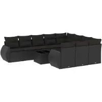 Sonstiges Salon de jardin 11 pcs avec coussins noir résine tressée