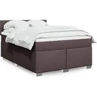 vidaXL Lit Boxspring Design avec matelas Tissu Marron Foncé 140x190 cm, Lits Classiques 2024 Nouveau