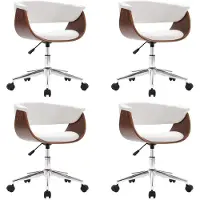 Syfax Chaises pivotantes à manger lot de 4 Blanc Similicuir