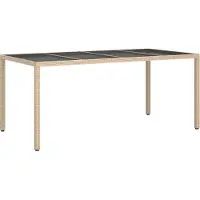Syfax Table de Jardin Beige 190 x 90 x 75 cm polyrotin