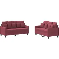 vidaXL Ensemble de canapés 2 pièces avec coussins vin rouge Tissu