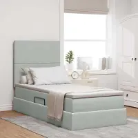 Prolenta Maison Exclusive - Lit coffre avec matelas, gris clair, 90 x 190 cm, velours