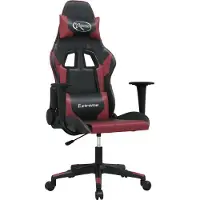 Syfax Chaise de jeu de massage Noir et rouge bordeaux Similicuir