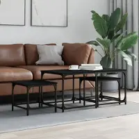 Prolenta Maison Exclusive - Tables gigognes 3 pièces Noir Matériau dérivé du bois