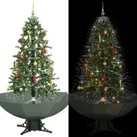 Prolenta Maison Exclusive - Sapin de Noël « Neige » avec pied parapluie, vert, 170 cm