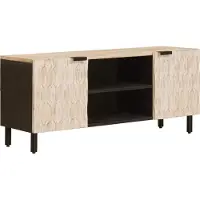 Syfax Meuble TV avec étagère Finition Lavage Blanc 105 x 33 x 46 cm