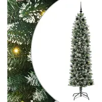 Syfax Arbre de Noël artificiel slim avec 300 LED Vert et blanc 210 cm