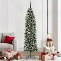 Prolenta Maison Exclusive - Sapin de Noël artificiel élancé vert et blanc, 210 cm