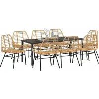 Syfax Ensemble de salle à manger pour jardin 9 pcs Marron polyrotin