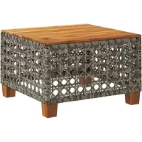 vidaXL Table de jardin Gris 55x55x36 cm Poly rotin Acacia