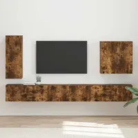 Prolenta Ensemble de 6 étagères murales pour télévision, en chêne fumé, design exclusif
