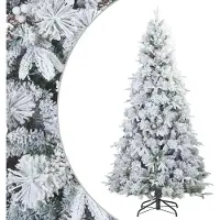Syfax Sapin de Noël artificiel à branches pliantes, duveteux de neige