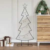 Prolenta Maison Exclusive - Sapin de Noël métallique avec support Noir 125 cm Acier