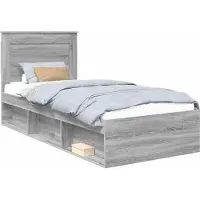 Syfax Cadre de lit avec tiroir Gris Sonoma 75 x 190 cm Pin massif