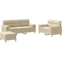 Syfax Ensemble de canapés 3 pcs avec coussins crème tissu
