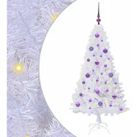 Syfax Sapin de Noël artificiel avec 150 LED Blanc 150 cm PVC et Acier