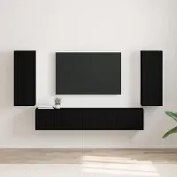 Prolenta Meuble TV mural exclusif - 2 pièces, en bois noir