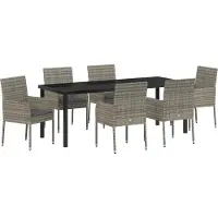 Syfax Ensemble de salle à manger pour jardin 7 pcs Gris polyrotin