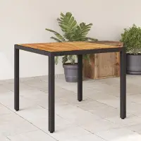 Prolenta Maison Exclusive - Table de jardin avec plateau en bois noir 90x90x75 cm Poly Rotin