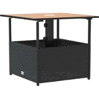 Syfax Table de jardin avec trou de parasol noir résine tressée