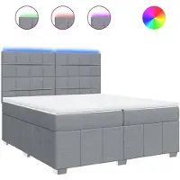 vidaXL Lit boxspring avec matelas gris clair 200x200 cm Tissu