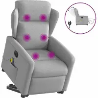 Syfax Fauteuil inclinable de massage électrique gris nuage tissu