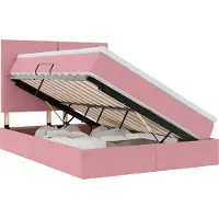 vidaXL Lit coffre LED avec matelas, rose, 140 x 200 cm, velours