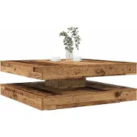Prolenta Maison Exclusive - Table basse rotative à 360 degrés vieux bois 90x90x34,5 cm
