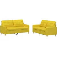 Syfax Ensemble de canapés 2 pcs avec coussins Jaune clair Tissu