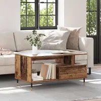 Prolenta Table basse exclusive en bois recyclé, dimensions 90 x 49 x 45 cm, matériau : bois composite