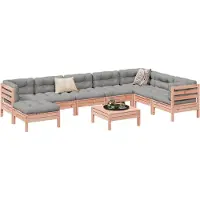 Prolenta Maison Exclusive - Ensemble de salon de jardin 9 pièces avec coussins, en bois massif de douglas