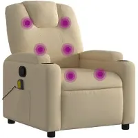 Syfax Fauteuil de massage inclinable Crème Tissu