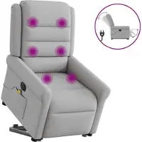 Syfax Fauteuil inclinable de massage électrique gris nuage tissu