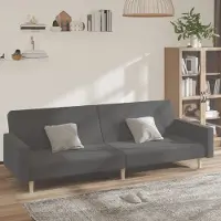 Prolenta Canapé convertible 2 places, couleur gris clair, revêtement en tissu