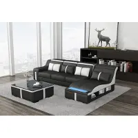 AEA Design Eck Sofa + USB Polster Eck Sitz Leder Garnitur Wohnlandschaft Beleuchtet