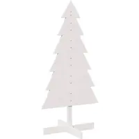 Syfax Arbre de Noël en bois pour décoration blanc 120 cm pin massif