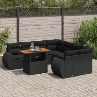 Prolenta Maison Exclusive - Salon de jardin 9 pcs avec coussins noir résine tressée