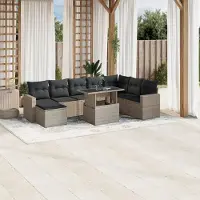 Prolenta Maison Exclusive - Salon de jardin 9 pcs avec coussins gris clair résine tressée