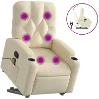 Syfax Fauteuil inclinable de massage Crème Tissu