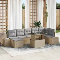 Prolenta Maison Exclusive - Ensemble de canapés de jardin, 8 pièces. Rotin synthétique beige et gris clair