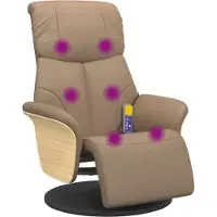 Syfax Fauteuil inclinable de massage repose-pieds cappuccino