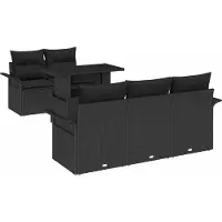 Syfax Ensemble de canapé de jardin avec coussin 6 pcs Noir polyrotin